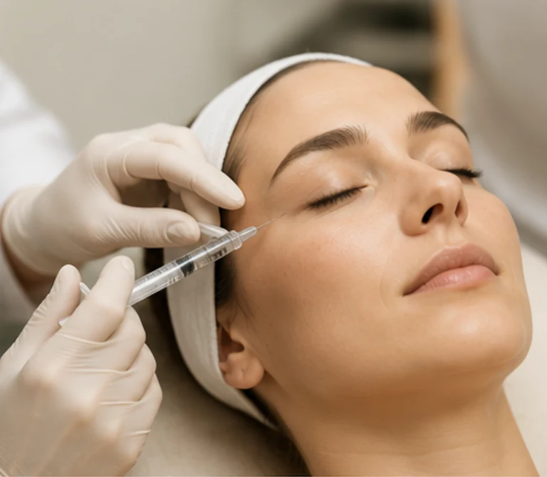 Illustration d’une injection esthétique au niveau du visage
